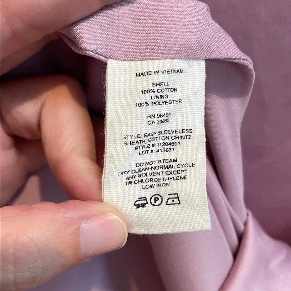 THEORY Easy Sleeveless Sheath Dress in Pink Lilac Cotton Chintz Size XL